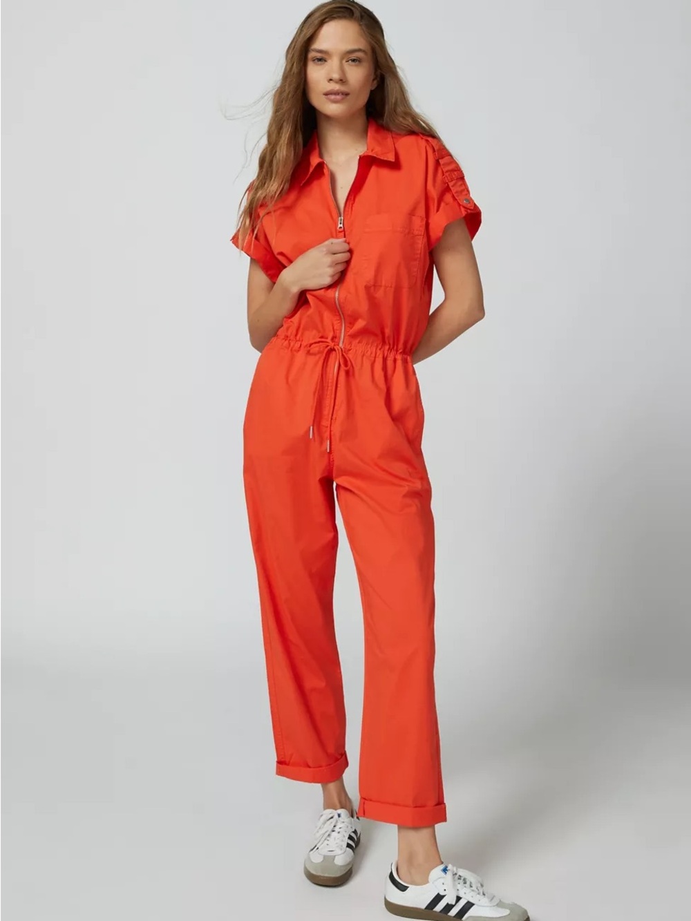 🧡 Pistola‎ Jordan Zip-Up Jumpsuit Poppy Red Size XXS